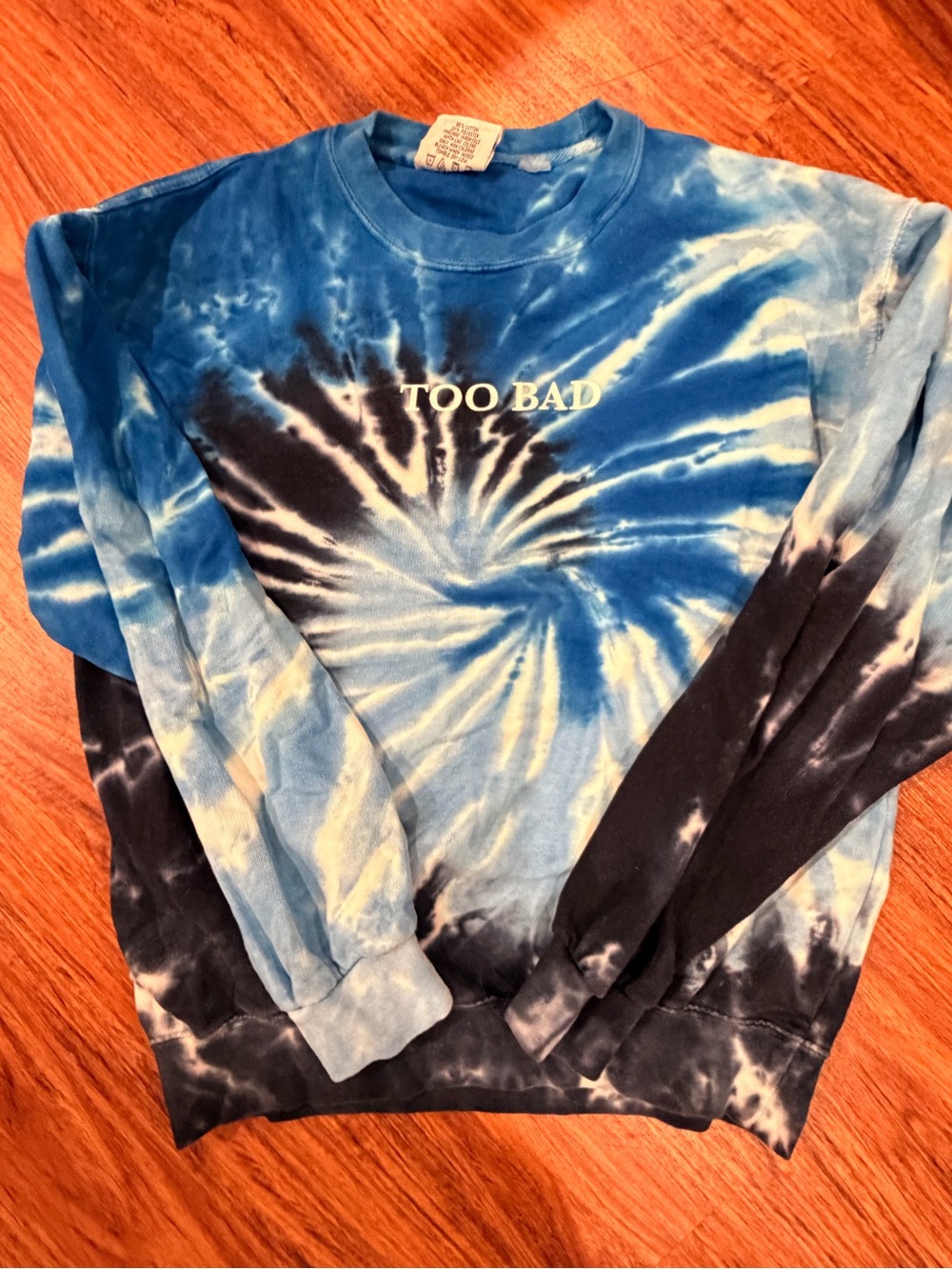 Tie-Dye Blue 'TOO BAD' Barstool/ CITO Crewneck Sweatshirt